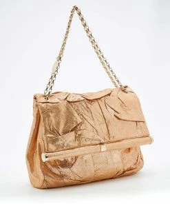 Cheap 🤩 Stella McCartney Metallic Gold Faux Leather Flap Shoulder Bag For 👩 Women 😍 -Stella McCartney Shop luxury women stella mccartney used handbags p669193 003