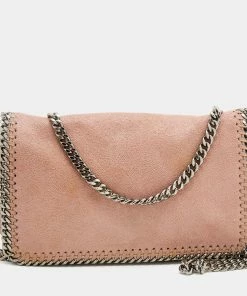 Best Pirce 🧨 Stella McCartney Pale Pink Faux Leather Falabella Flap Shoulder Bag For 👩 Women 🛒