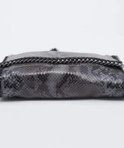 Deals 😍 Stella McCartney Grey/Black Faux Python Embossed Leather Falabella Flap Shoulder Bag For 👩 Women 🎉 -Stella McCartney Shop luxury women stella mccartney used handbags p670741 1657163777 002