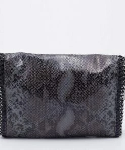 Deals 😍 Stella McCartney Grey/Black Faux Python Embossed Leather Falabella Flap Shoulder Bag For 👩 Women 🎉 -Stella McCartney Shop luxury women stella mccartney used handbags p670741 1657163798 008