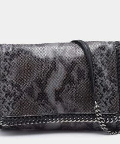 Deals 😍 Stella McCartney Grey/Black Faux Python Embossed Leather Falabella Flap Shoulder Bag For 👩 Women 🎉