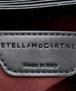 Budget 🛒 Stella McCartney Black Croc Embossed Faux Leather Medium Falabella Star Box Bag For 👩 Women 🤩 -Stella McCartney Shop luxury women stella mccartney used handbags p670742 003