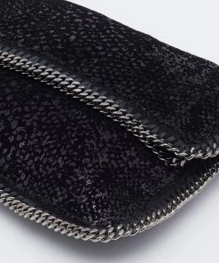 Best Sale ⭐ Stella Mccartney Black Falabella Sequin Fold-Over Clutch For 👩 Women 🌟 -Stella McCartney Shop luxury women stella mccartney used handbags p670749 002
