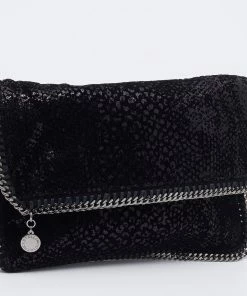 Best Sale ⭐ Stella Mccartney Black Falabella Sequin Fold-Over Clutch For 👩 Women 🌟 -Stella McCartney Shop luxury women stella mccartney used handbags p670749 005
