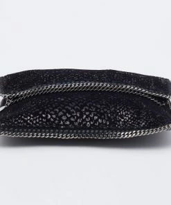 Best Sale ⭐ Stella Mccartney Black Falabella Sequin Fold-Over Clutch For 👩 Women 🌟 -Stella McCartney Shop luxury women stella mccartney used handbags p670749 011