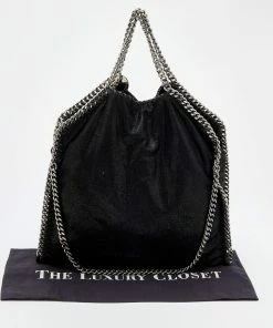 Promo 🎁 Stella McCartney Black Faux Suede Small Falabella Tote For 👩 Women 🤩 -Stella McCartney Shop luxury women stella mccartney used handbags p670751 005
