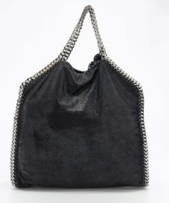Promo 🎁 Stella McCartney Black Faux Suede Small Falabella Tote For 👩 Women 🤩 -Stella McCartney Shop luxury women stella mccartney used handbags p670751 012