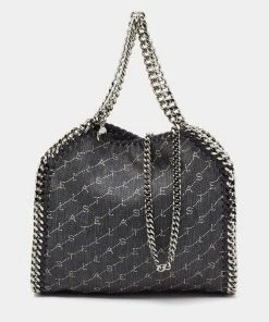 Best Pirce 🤩 Stella McCartney Blue Monogram Denim Falabella Mini Tote For 👩 Women 😍