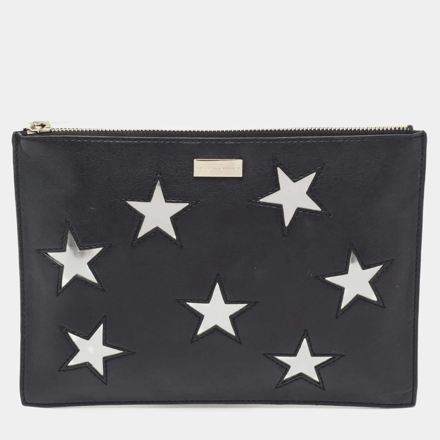 Budget ๐ Stella McCartney Black/Silver Faux Leather Cavendish Stars Clutch For ๐ฉ Women โค๏ธ 3 Budget ๐ Stella McCartney Black/Silver Faux Leather Cavendish Stars Clutch For ๐ฉ Women โค๏ธ