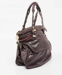 Best Sale 🎁 Stella McCartney Purple Faux Suede And Patent Leather Tote For 👩 Women 🌟 -Stella McCartney Shop luxury women stella mccartney used handbags p673422 007