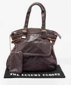 Best Sale 🎁 Stella McCartney Purple Faux Suede And Patent Leather Tote For 👩 Women 🌟 -Stella McCartney Shop luxury women stella mccartney used handbags p673422 013