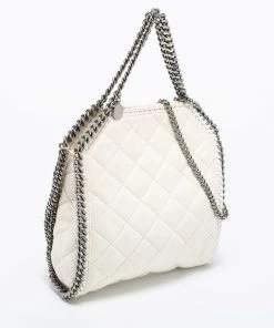 Deals 👏 Stella McCartney White Faux Suede Mini Falabella Tote For 👩 Women 🤩 -Stella McCartney Shop luxury women stella mccartney used handbags p673746 001