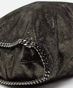 Coupon 🎁 Stella McCartney Black/Silver Faux Suede Large Falabella Tote For 👩 Women ✔️ -Stella McCartney Shop luxury women stella mccartney used handbags p674808 002