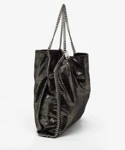 Coupon 🎁 Stella McCartney Black/Silver Faux Suede Large Falabella Tote For 👩 Women ✔️ -Stella McCartney Shop luxury women stella mccartney used handbags p674808 004