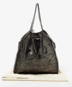 Coupon 🎁 Stella McCartney Black/Silver Faux Suede Large Falabella Tote For 👩 Women ✔️ -Stella McCartney Shop luxury women stella mccartney used handbags p674808 007