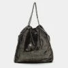 Coupon 🎁 Stella McCartney Black/Silver Faux Suede Large Falabella Tote For 👩 Women ✔️ -Stella McCartney Shop luxury women stella mccartney used handbags p674808 012