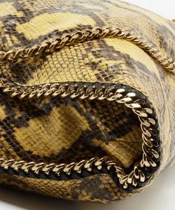 Hot Sale 😉 Stella McCartney Yellow/Black Faux Python 🧥 Coated Suede Small Falabella Tote For 👩 Women 🧨 -Stella McCartney Shop luxury women stella mccartney used handbags p676770 002