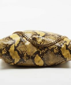 Hot Sale 😉 Stella McCartney Yellow/Black Faux Python 🧥 Coated Suede Small Falabella Tote For 👩 Women 🧨 -Stella McCartney Shop luxury women stella mccartney used handbags p676770 003