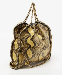 Hot Sale 😉 Stella McCartney Yellow/Black Faux Python 🧥 Coated Suede Small Falabella Tote For 👩 Women 🧨 -Stella McCartney Shop luxury women stella mccartney used handbags p676770 005