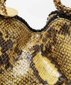 Hot Sale 😉 Stella McCartney Yellow/Black Faux Python 🧥 Coated Suede Small Falabella Tote For 👩 Women 🧨 -Stella McCartney Shop luxury women stella mccartney used handbags p676770 006