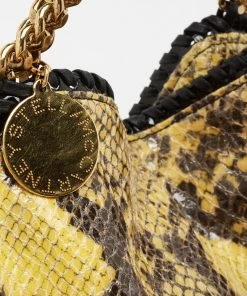 Hot Sale 😉 Stella McCartney Yellow/Black Faux Python 🧥 Coated Suede Small Falabella Tote For 👩 Women 🧨 -Stella McCartney Shop luxury women stella mccartney used handbags p676770 008