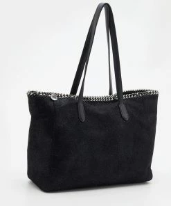 Promo 😍 Stella McCartney Black Faux Leather Falabella East West Shopper Tote For 👩 Women 😍 -Stella McCartney Shop luxury women stella mccartney used handbags p677057 005