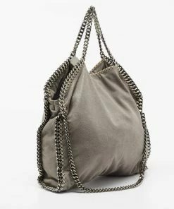 Cheapest 🤩 Stella McCartney Grey Faux Suede Small Falabella Tote For 👩 Women 😀 -Stella McCartney Shop luxury women stella mccartney used handbags p679510 008