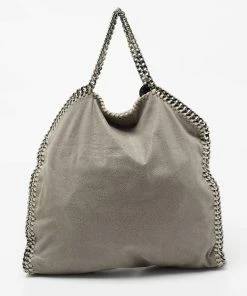 Cheapest 🤩 Stella McCartney Grey Faux Suede Small Falabella Tote For 👩 Women 😀 -Stella McCartney Shop luxury women stella mccartney used handbags p679510 010
