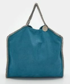 Best Pirce 🌟 Stella McCartney Blue Faux Leather Small Falabella Chain Tote For 👩 Women 🛒