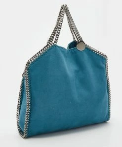 Best Pirce 🌟 Stella McCartney Blue Faux Leather Small Falabella Chain Tote For 👩 Women 🛒 -Stella McCartney Shop luxury women stella mccartney used handbags p680812 006