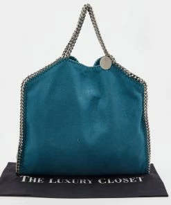 Best Pirce 🌟 Stella McCartney Blue Faux Leather Small Falabella Chain Tote For 👩 Women 🛒 -Stella McCartney Shop luxury women stella mccartney used handbags p680812 007