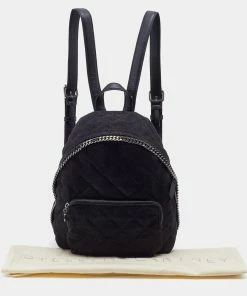 Promo 👍 Stella McCartney Black Quilted Faux Leather Mini Falabella 🎒 Backpack For 👩 Women 👏 -Stella McCartney Shop luxury women stella mccartney used handbags p685947 007