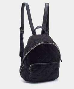Promo 👍 Stella McCartney Black Quilted Faux Leather Mini Falabella 🎒 Backpack For 👩 Women 👏 -Stella McCartney Shop luxury women stella mccartney used handbags p685947 008