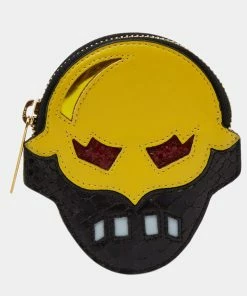 Best deal ⭐ Stella McCartney Black/Yellow Faux Snakeskin And Leather Superhero Coin Purse For 👩 Women 🎁