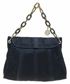 Promo ⌛ Stella McCartney Black Fabric Flap Shoulder Bag For 👩 Women ⭐