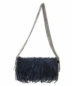 Wholesale 🧨 Stella McCartney Metallic Blue Faux Leather Falabella Crossbody Bag For 👩 Women 🎁