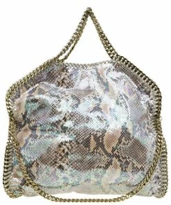 Budget 🔥 Stella McCartney Metallic Python Faux Leather Small Falabella Tote For 👩 Women 😀