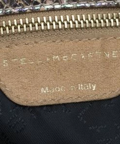 Budget 🔥 Stella McCartney Metallic Python Faux Leather Small Falabella Tote For 👩 Women 😀 -Stella McCartney Shop luxury women stella mccartney used handbags p79408 008