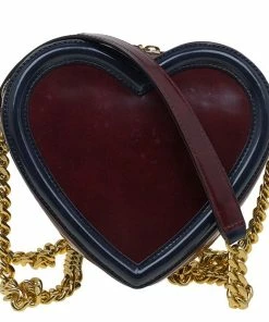 Brand new 🌟 Stella McCartney Burgundy/Black Faux Leather Sailor Heart Crossbody Bag For 👩 Women 😀