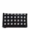 Cheap 👍 Stella McCartney Black Faux Leather Crystal Embellished Foldover Clutch For 👩 Women ⌛