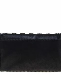 Cheap 👍 Stella McCartney Black Faux Leather Crystal Embellished Foldover Clutch For 👩 Women ⌛ -Stella McCartney Shop luxury women stella mccartney used handbags p91862 0004