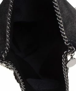 Cheap 👍 Stella McCartney Black Faux Leather Crystal Embellished Foldover Clutch For 👩 Women ⌛ -Stella McCartney Shop luxury women stella mccartney used handbags p91862 0007