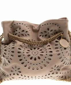 Cheap 🎉 Stella McCartney Beige Faux Leather Eyelet Noma Bucket Bag For 👩 Women 🧨