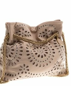 Cheap 🎉 Stella McCartney Beige Faux Leather Eyelet Noma Bucket Bag For 👩 Women 🧨 -Stella McCartney Shop luxury women stella mccartney used handbags p93577 003