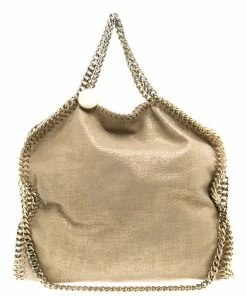 Hot Sale ✔️ Stella McCartney Gold Faux Leather Falabella Tote For 👩 Women 🎉