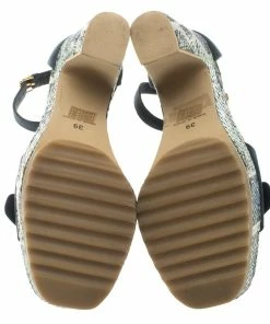 Cheapest 🔥 Stella McCartney Blue Faux Suede And Python Print Platform Ankle Strap 🩴 Sandals Size 39 For 👩 Women 🛒 -Stella McCartney Shop luxury women stella mccartney used shoes p107116 006