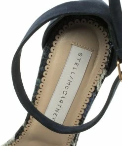 Cheapest 🔥 Stella McCartney Blue Faux Suede And Python Print Platform Ankle Strap 🩴 Sandals Size 39 For 👩 Women 🛒 -Stella McCartney Shop luxury women stella mccartney used shoes p107116 007