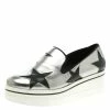Buy 😉 Stella McCartney Grey Metallic Faux Leather Binx Star Platform Slip On 👟 Sneakers Size 38 For 👩 Women 🔔