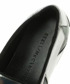 Buy 😉 Stella McCartney Grey Metallic Faux Leather Binx Star Platform Slip On 👟 Sneakers Size 38 For 👩 Women 🔔 -Stella McCartney Shop luxury women stella mccartney used shoes p109322 007