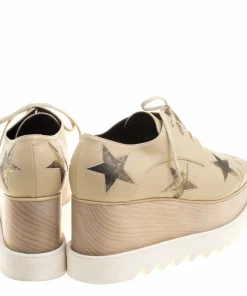 Buy 👏 Stella McCartney Beige Faux Leather Elyse Star Platform Lace Up Derby Size 38 For 👩 Women 😉 -Stella McCartney Shop luxury women stella mccartney used shoes p113368 005
